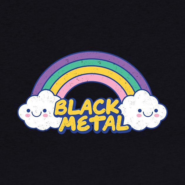 Black Metal Rainbow and Cute Kawaii Clouds by PerttyShirty